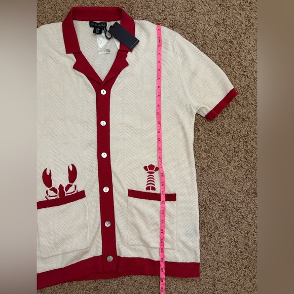 NWT AOR Art Of Rhetoric Cardigan Sweater  Embroidered Red Lobster Size Med - Picture 7 of 7